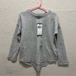 Polo Ralph Lauren Girls Waffle Knit Long Sleeve Top Size 5 Grey Heather